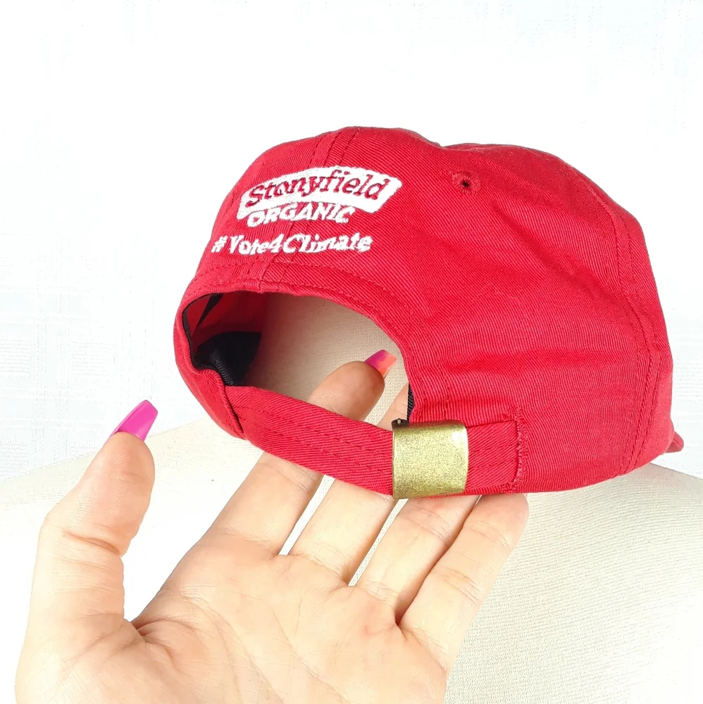 Hat Make Earth Cool Again Stonyfield Mens Womens Visor Cotton Hat Adjustable Red